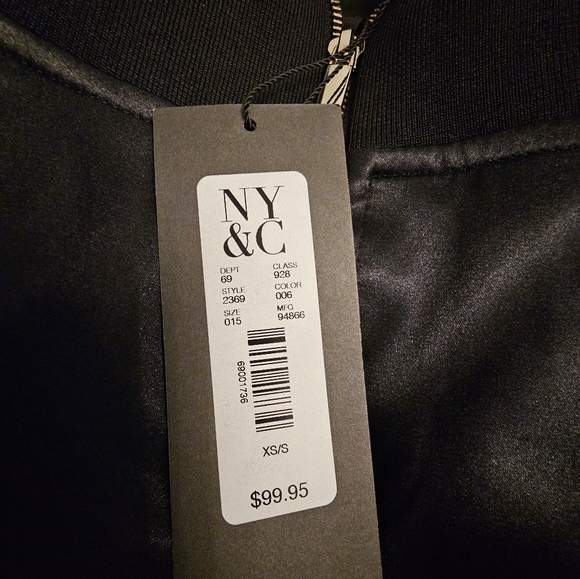 Black Off Shoulder Bomber Jacket - Picture 3 of 4